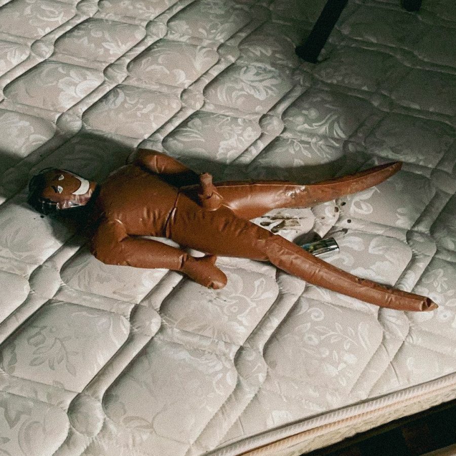 An inflatable sex doll on a mattress at Sasha's on Cook Street.