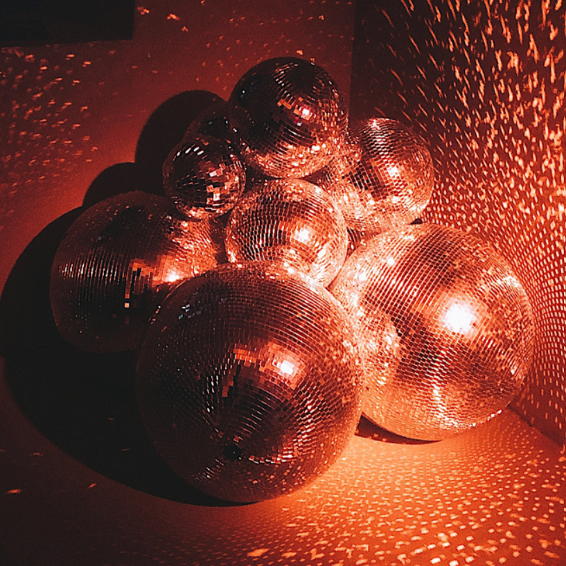 A pile of disco balls.