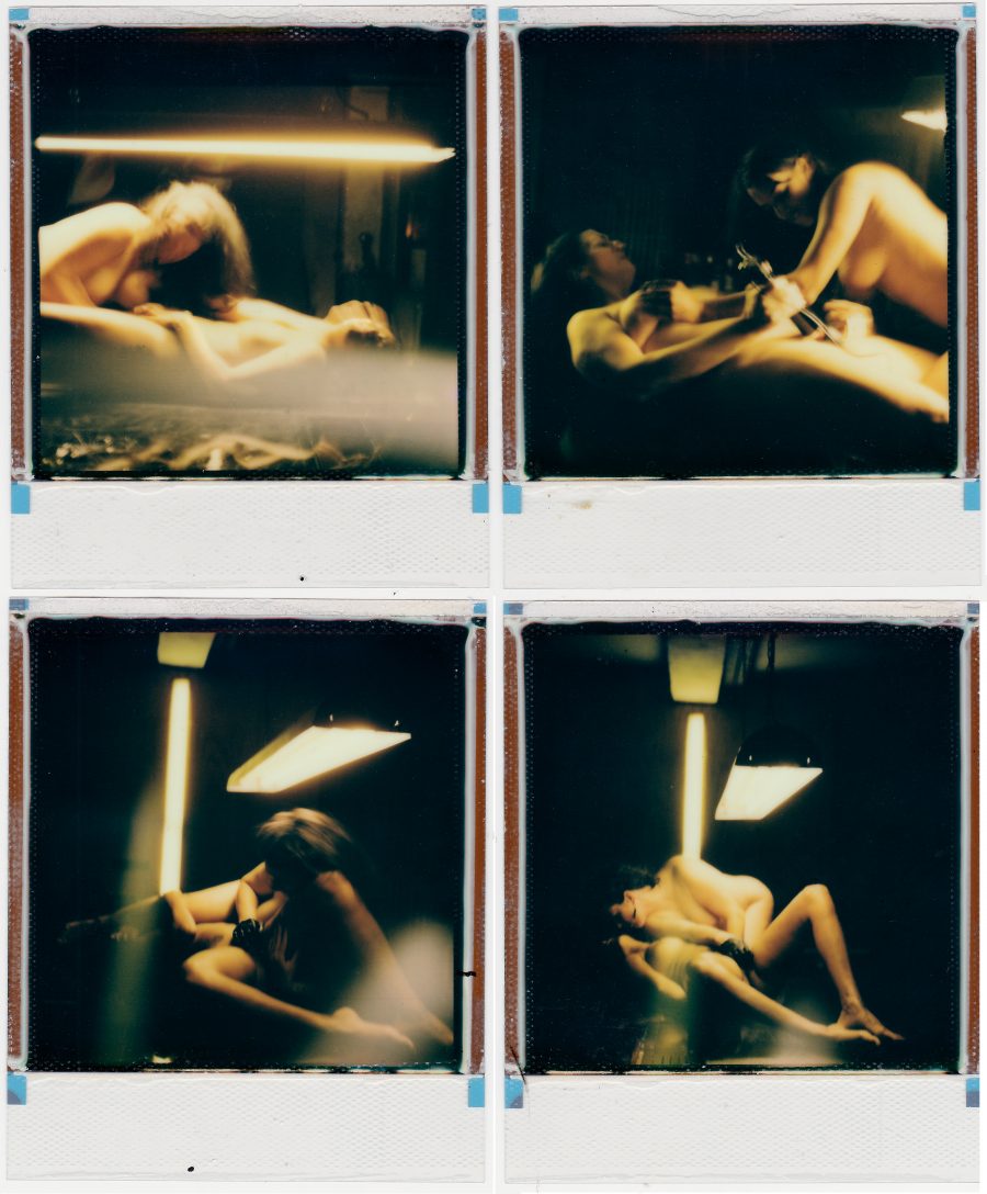 Four polaroid porn stills.