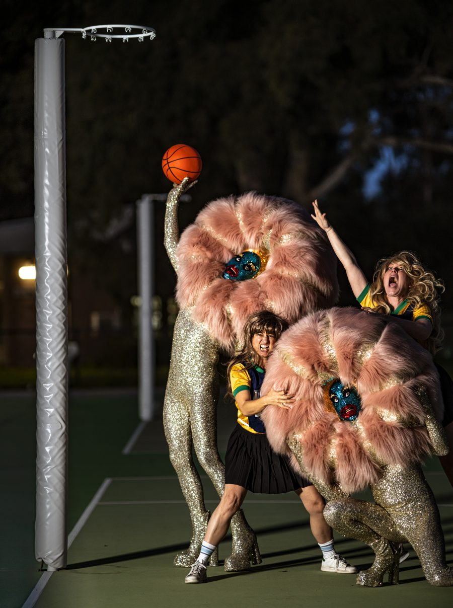 The Huxleys playing netball.