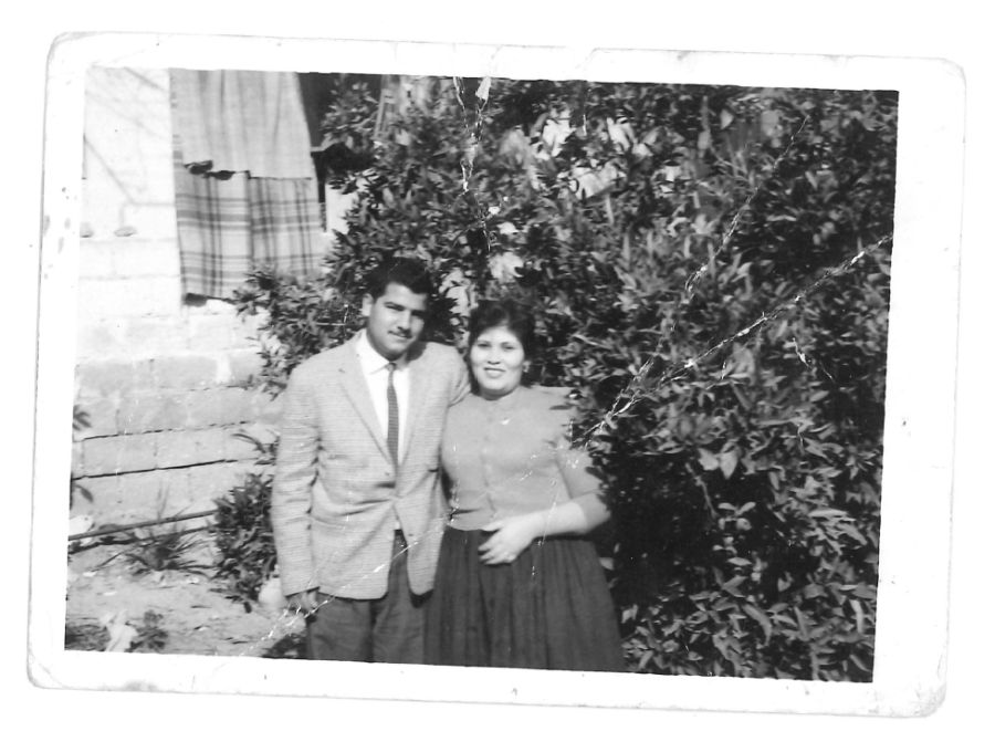 Abdul Karim and Souhailah Sabawi in a garden.