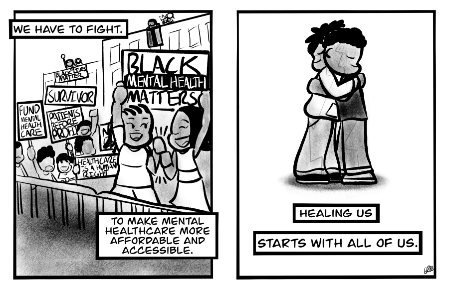 An excerpt of a comic about Black mental health.