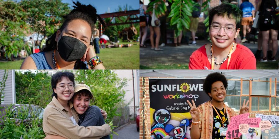 A header featuring five queer artists at the Queer/Trans Zine Fest.