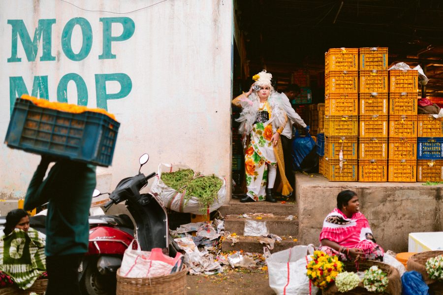 Patruni poses at the loading dock of the flower market.