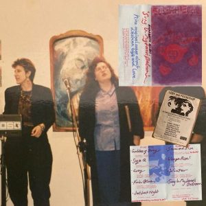 Molly Mckew's mum singing, collaged with lesbian music memorabilia.