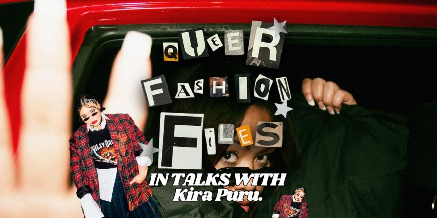 Header with pictures of Kira Puru and the title "Queer Fashion Files in talks with Kira Puru".